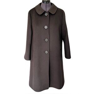 Rena Lange A-Line Brown Angora Wool Blend Coat, Size 14